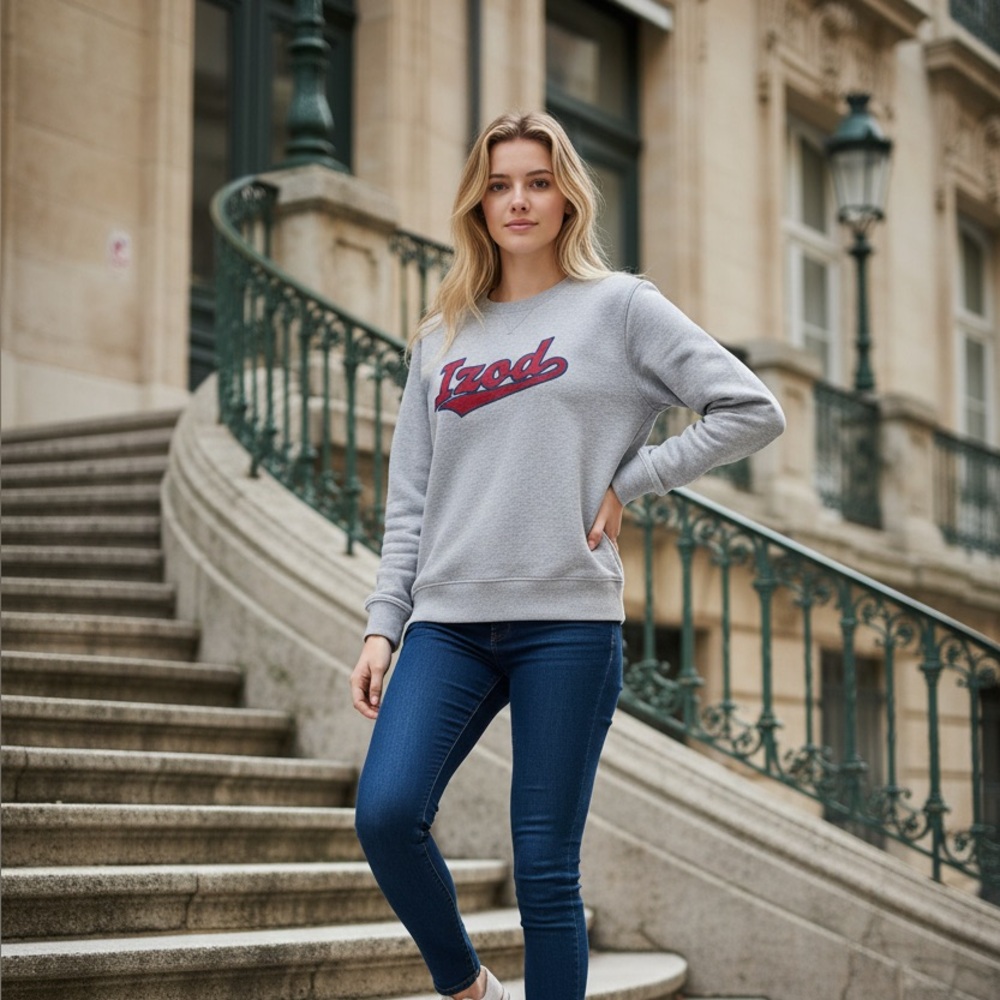 Izod fleece sweatshirt grey and red
